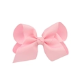 Lazo clásico de cinta grosgrain rosa para el pelo de niñas con textura acanalada - Rosa