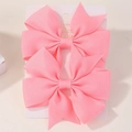 Set de dos lazos para el pelo de color rosa brillante en cinta de falla de calidad - Rosa Sólido (2A-150)