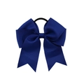 Navy blue 4.5 inch ribbed ribbon fishtail bow hair tie for children with elastic rope - Dark Blue