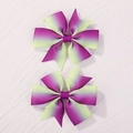 Set of two gradient purple and green grosgrain ribbon bow clips for children - Purple Green Gradient (2A-17)