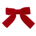 Pinza para el pelo con lazo grande de terciopelo rojo y cintas colgantes largas - Estilo de Cinta Larga Rojo Vino (5354)