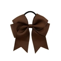 Chocolate brown grosgrain ribbon bow hair tie with durable elastic band for girls - Dark Coffee