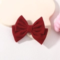 Elegante pasador de pelo con lazo grande de terciopelo rojo y diseño suave - Lazo 3D Rojo Vino (5356)