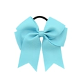 Sky blue 4.5 inch ribbed grosgrain ribbon bow hair tie with fishtail ends for girls - Sky Blue