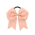 Peach pink grosgrain ribbon double-layered bow hair tie with black elastic band - Peach Pink