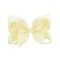 Classic large cream yellow grosgrain ribbon hair bow for girls and women - Light Yellow (21)