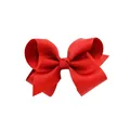 Handmade large red grosgrain ribbon hair bow clip for kids with premium ribbed texture - Red (12)