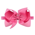 Felroze baby haarband met grote 6-inch grosgrain lint strik en hoge elasticiteit band - Helderroze (13)