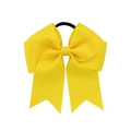 Bright yellow 4.5 inch ribbed ribbon fishtail bow hair tie with elastic band - Bright Yellow