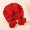 Rotes Baby-Strickset mit großem Schleifen-Turbanhut und passenden weichen Socken - Rotes Stirnband und Socken