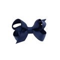 Classic navy blue grosgrain ribbon bow hair clip for girls, durable handmade hair accessory - Navy Blue (1)