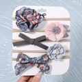Set de 5 diademas para bebé con flores y lazos en tonos grises y azules sobre nylon - Serie Azul Gris (5C)