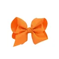 Large orange grosgrain ribbon hair bow clip with textured fabric for girls - Orange (9)