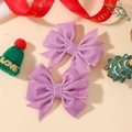 Paire de barrettes à nœud en velours violet clair pour enfants au décor de fête - Violet