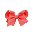 Pink grosgrain ribbon bow hair clip with double-layer design for girls and kids - Coral Pink (15)