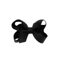 Classic black grosgrain ribbon layered bow hair clip for children with secure metal grip - Black (4)