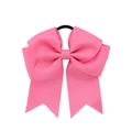 Pink ribbed grosgrain ribbon bow hair tie with a durable black elastic band - Pink