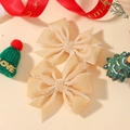 Paire de barrettes à nœuds en velours champagne avec texture douce pour les filles - Champagne