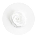 Elegant 3D white fabric rose flower hair tie with multi-layered petals for girls - White