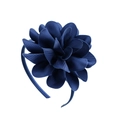 Diadema con flor de tela multicapa azul marino para niñas con textura acanalada - Azul Marino (1)