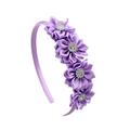 Handgemaakte paarse satijnen haarband met vier zijden bloemen met strass voor meisjes - Paars