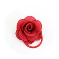 Élastique à cheveux fleur rose rouge 3D en tissu pour enfants avec ruban - Rouge