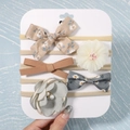Set de 5 diademas para bebé con encaje floral y lazos de tela sobre bandas de nylon - Serie Tonos Tierra (5G)