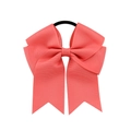 Coral pink grosgrain ribbon bow hair tie with 4.5 inch fishtail design and black elastic band - Coral Pink