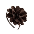 Diadema con flor marrón hecha a mano de cinta de falla multicapa para niñas - Café Oscuro (3)