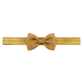 Close-up of golden ribbed fabric bow headband showing detailed texture and elastic band - Golden Yellow (2)