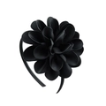 Diadema elegante con flor de cinta de grosgrain negra para niñas sobre fondo blanco - Negro (4)