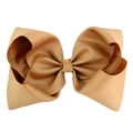 8 inch large beige grosgrain ribbon hair bow clip with multi-layer handmade design - Beige Style