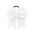 White grosgrain ribbon bow hair tie with fishtail ends and high elasticity band - White