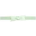 Detailed close-up of light green ribbed grosgrain bow on a soft elastic baby headband - Light Green (19#)
