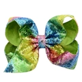 Détail d'un nœud papillon à paillettes arc-en-ciel de 8 pouces avec dégradé scintillant - Dégradé Arc-en-ciel