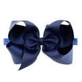 Fascia elastica con un grande fiocco in nastro grosgrain blu scuro da 6 pollici - Blu scuro