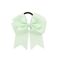 Mint green grosgrain ribbon bow hair tie with a durable black elastic band for kids - Mint Green