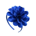 Diadema con flor multicapa de cinta de falla azul real para peinado de niñas - Azul Real (6)