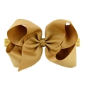 Gros nœud en ruban gros-grain doré de 6 pouces avec bandeau élastique pour bébés - Or/Bronze (2)