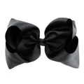 Black 8-inch grosgrain ribbon hair bow for kids featuring a textured knotted design - Black Style