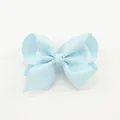 Classic light blue grosgrain ribbon bow hair clip for girls with a textured layered design - Sky Blue (17)