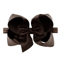 Bandeau à gros nœud marron foncé de 6 pouces en ruban gros-grain avec élastique pour filles - Marron Foncé (3)