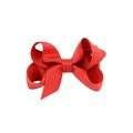 Vibrant red grosgrain ribbon bow hair clip for children with ribbed texture detail - Red (12)