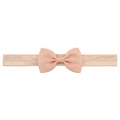 Infant ribbed headband featuring an apricot pink fabric bow with high elastic soft band - Apricot Pink (8)