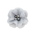 Detail of 5cm grey chiffon fabric flower with hand-sewn pearls and sparkling rhinestones - Gray (23)