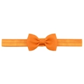 Elastic baby headband with a vibrant orange grosgrain ribbon bow on a white background - Orange (9)