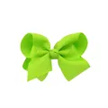 Neon green grosgrain ribbon bow hair clip for children with classic ribbed texture - Bright Green (20)