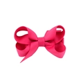 Deep pink grosgrain ribbon bow hair clip for girls with ribbed texture and metal base - Peach Pink (14)