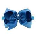 Blue 6-inch oversized grosgrain ribbon bow headband with high elasticity for infants - Blue (6)