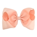 Peach pink grosgrain ribbon hair bow clip for girls featuring 8 inch oversized design - Peach Pink